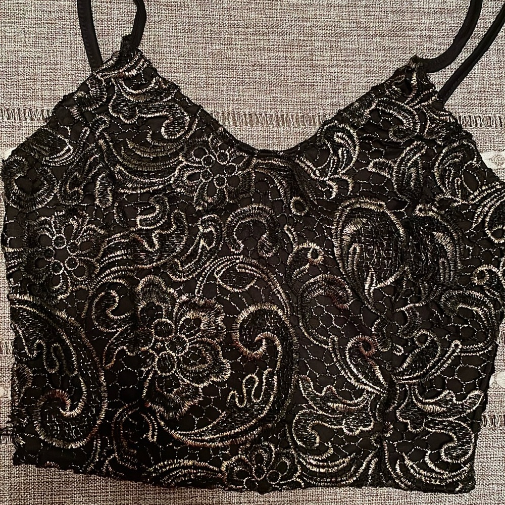 Charlotte Russe Black & Gold Tank Top.